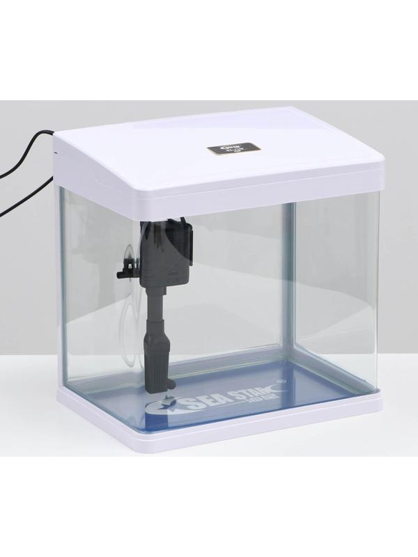 Аквариум SeaStar HX-318F в комплекте: LED-лампа 7 режимов, фильтр, 18 л, белый