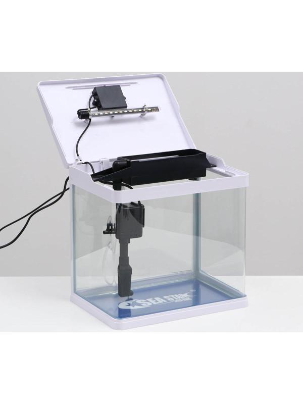 Аквариум SeaStar HX-318F в комплекте: LED-лампа 7 режимов, фильтр, 18 л, белый