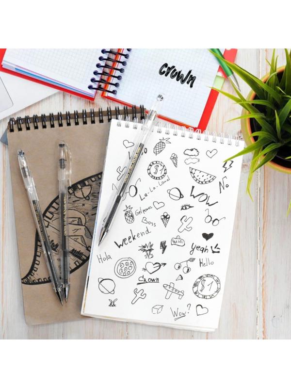 Ручка гелевая Crown HJR-500B, узел 0.5 мм, чернила чёрные