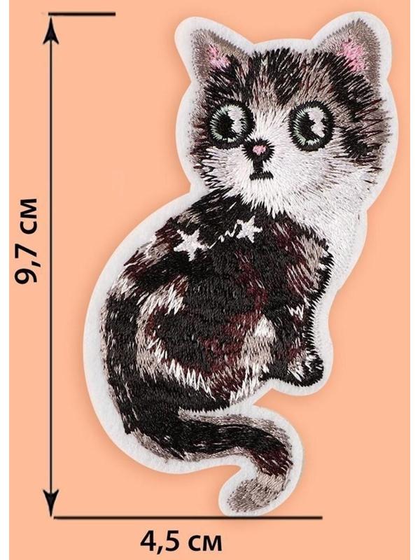 Термоаппликация «Кошка», 9,7 × 4,5 см, цвет серый