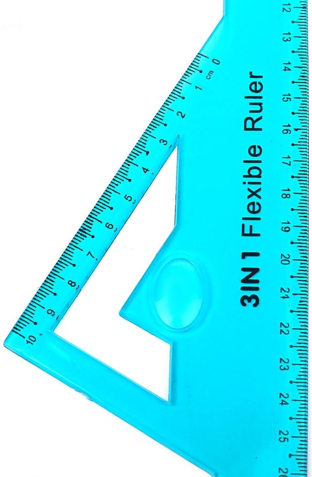 Линейка гибкая, силиконовая, 30 см, многофункциональная, МИКС