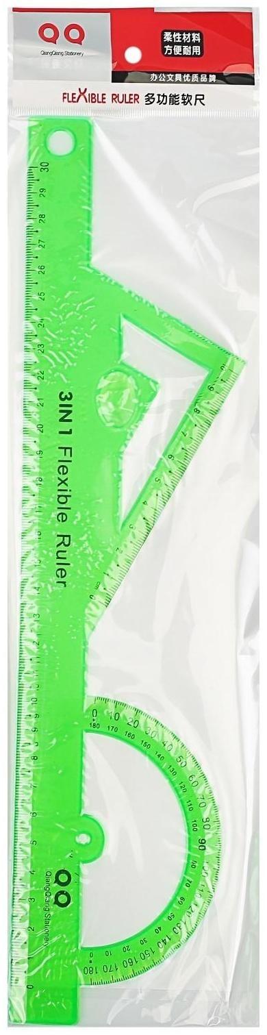 Линейка гибкая, силиконовая, 30 см, многофункциональная, МИКС