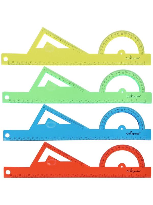 Линейка гибкая, силиконовая, 30 см, многофункциональная, МИКС