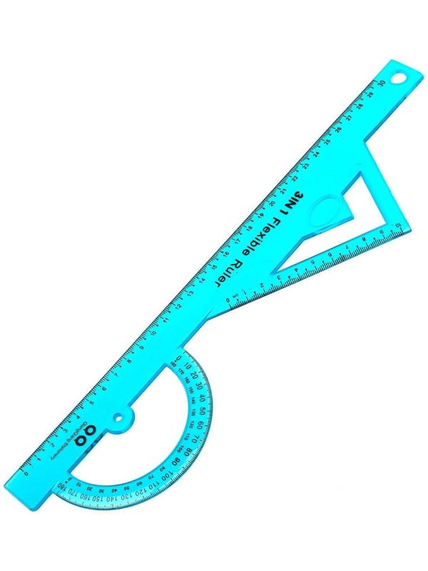 Линейка гибкая, силиконовая, 30 см, многофункциональная, МИКС