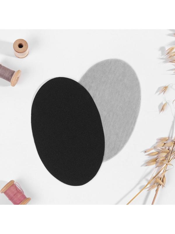 Заплатки для одежды, 15,5 × 9,5 см, термоклеевые, пара, цвет чёрный