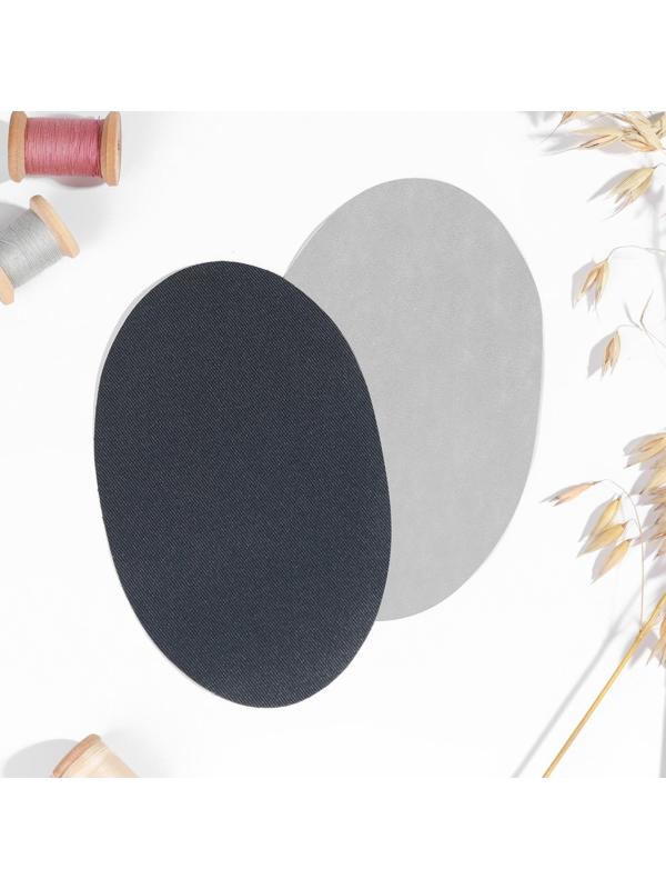 Заплатки для одежды, 15,5 × 9,5 см, термоклеевые, пара, цвет тёмно-серый