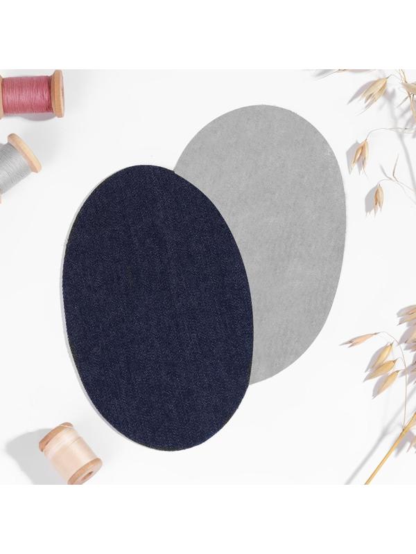 Заплатки для одежды, 15,5 × 9,5 см, термоклеевые, пара, цвет синий джинс