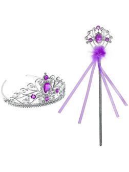 Карнавальный набор «Принцесса», корона, жезл с камнями, цвет фиолетовый