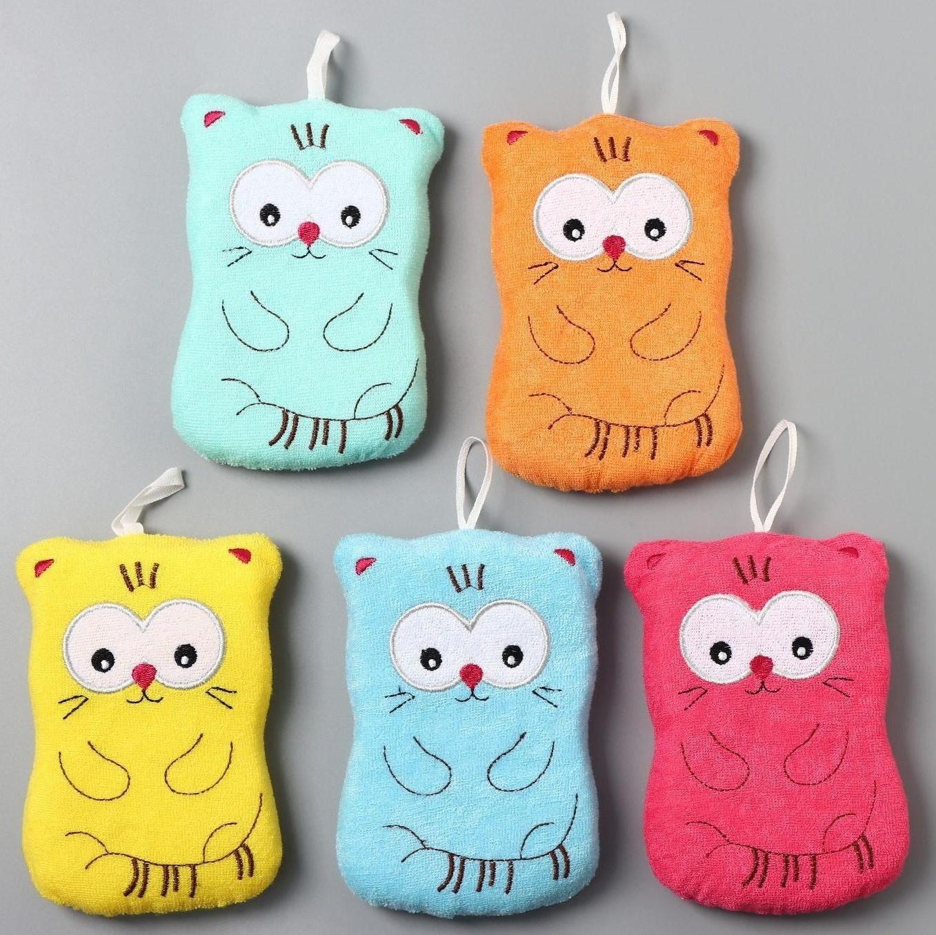 Мочалка для тела детская Доляна «Котики», цвет МИКС