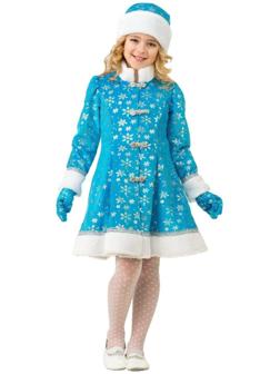 Карнавальный костюм «Снегурочка», плюш, пальто, шапка, рукавицы, р. 32, рост 128 см