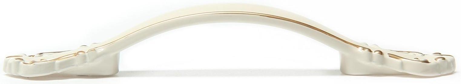 Ручка-скоба РС201, м/о 96 мм, белая, с золотой вставкой