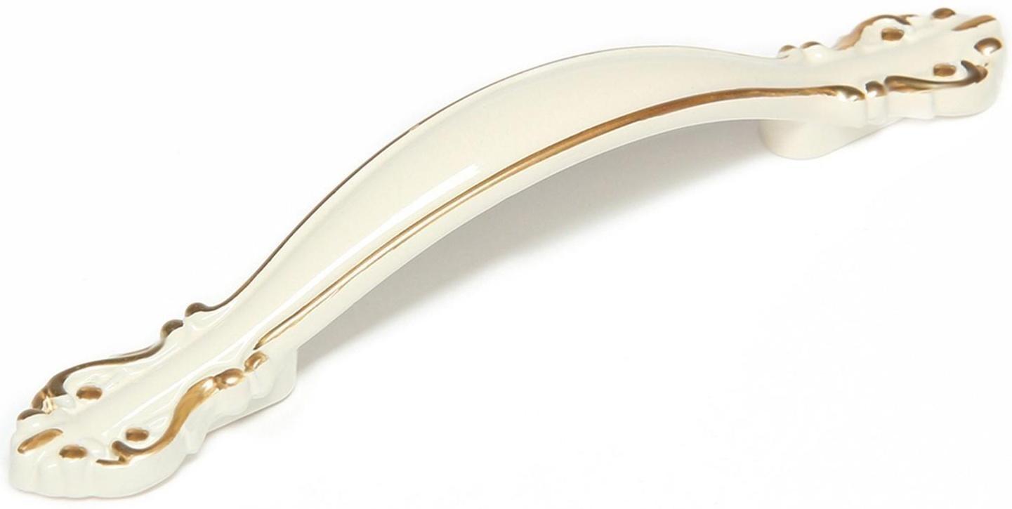 Ручка-скоба РС201, м/о 96 мм, белая, с золотой вставкой