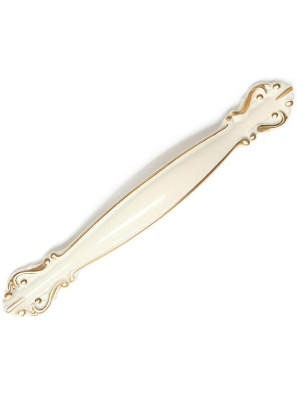 Ручка-скоба РС201, м/о 96 мм, белая, с золотой вставкой