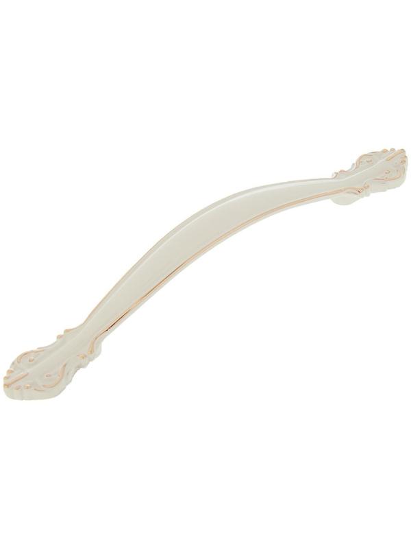 Ручка-скоба РС201, м/о 128 мм, белая, с золотой вставкой