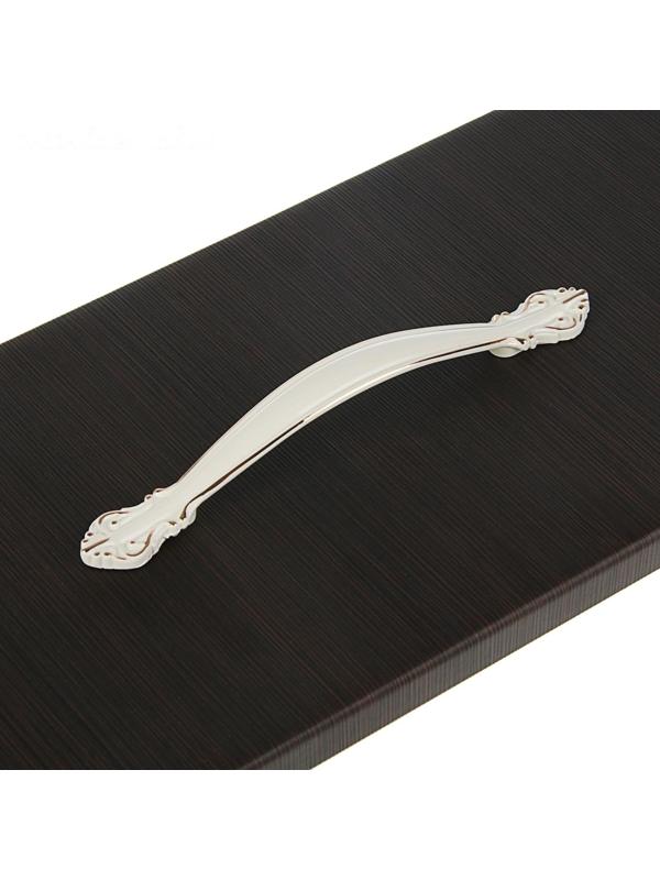 Ручка-скоба РС201, м/о 128 мм, белая, с золотой вставкой