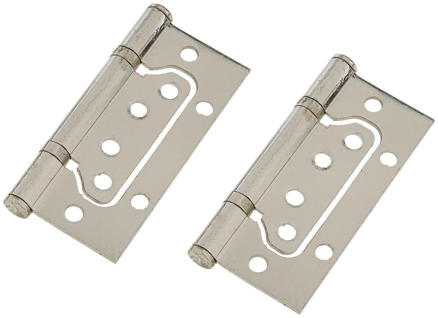 Петля-бабочка ТУНДРА, 100х70х2.0 мм, универсальная, без врезки, цвет матовый никель, 2 шт.