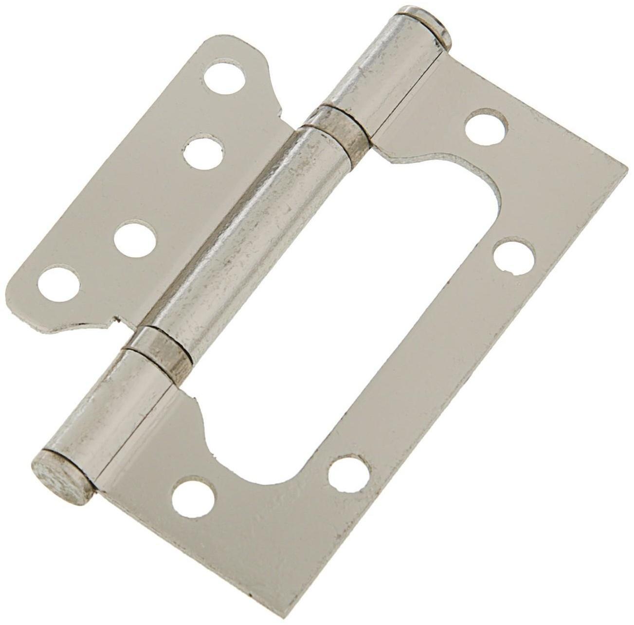 Петля-бабочка ТУНДРА, 100х70х2.0 мм, универсальная, без врезки, цвет матовый никель, 2 шт.