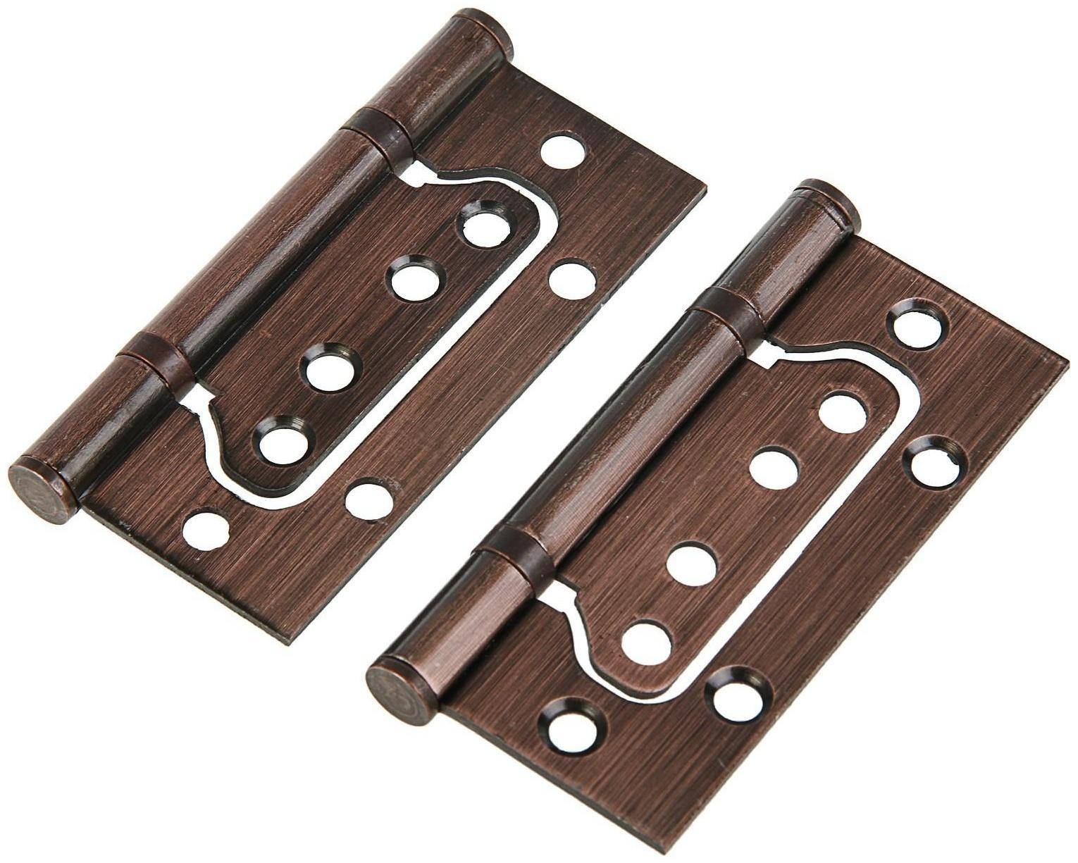 Петля-бабочка ТУНДРА, 100х70х2.0 мм, универсальная, без врезки, цвет медь, 2 шт.