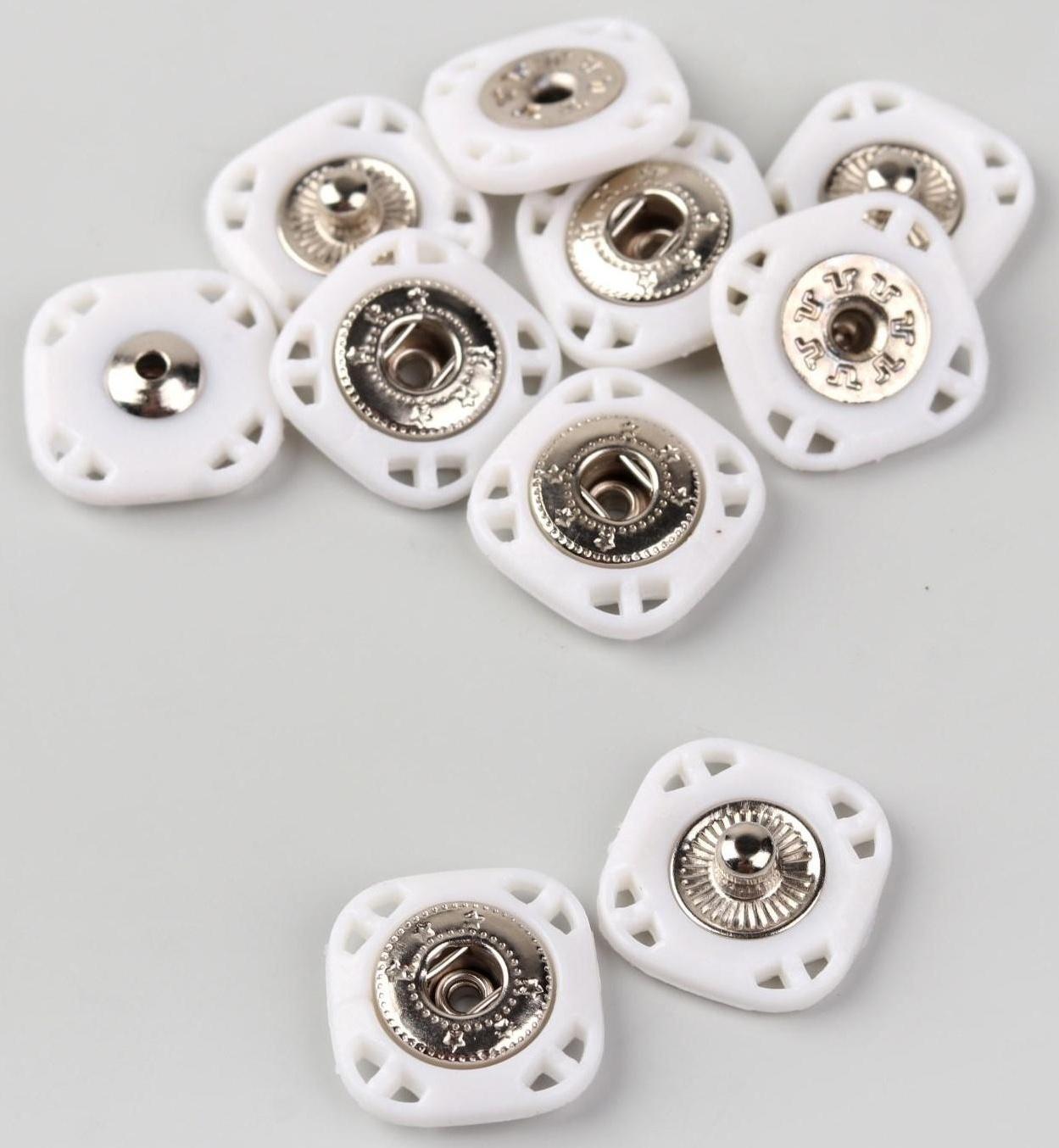 Кнопки пришивные декоративные, 15 × 15 мм, 5 шт, цвет белый