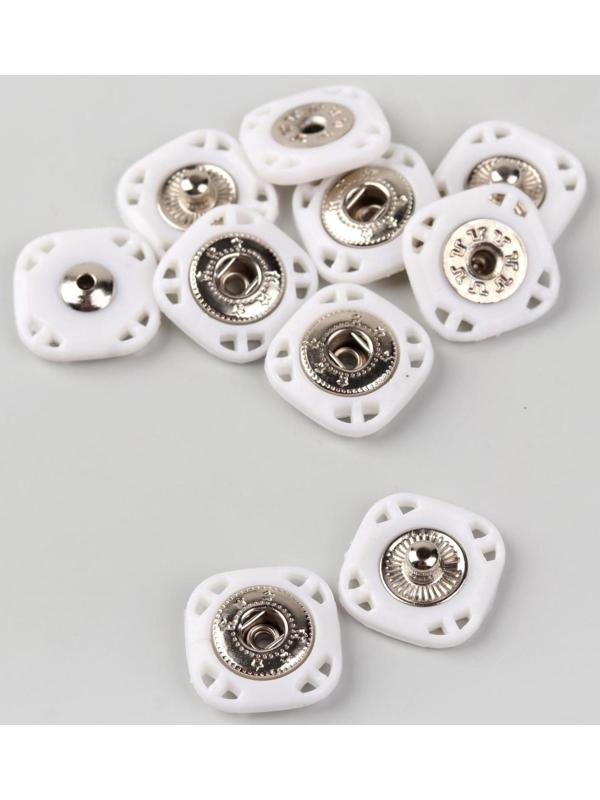 Кнопки пришивные декоративные, 15 × 15 мм, 5 шт, цвет белый