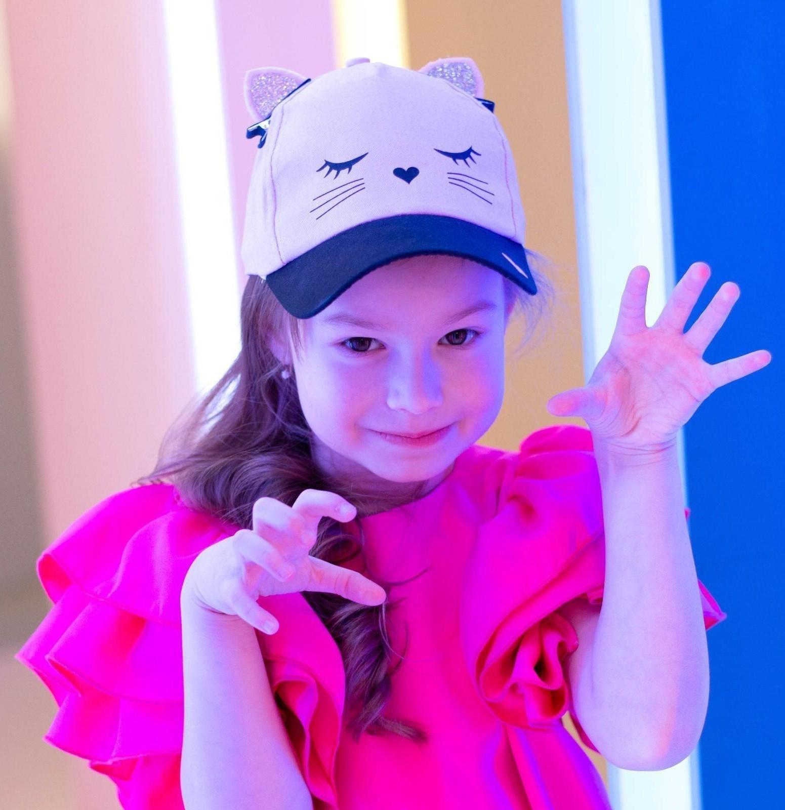 Кепка детская «Кошечка», с заколочками, р-р. 52-54, 5-7 лет