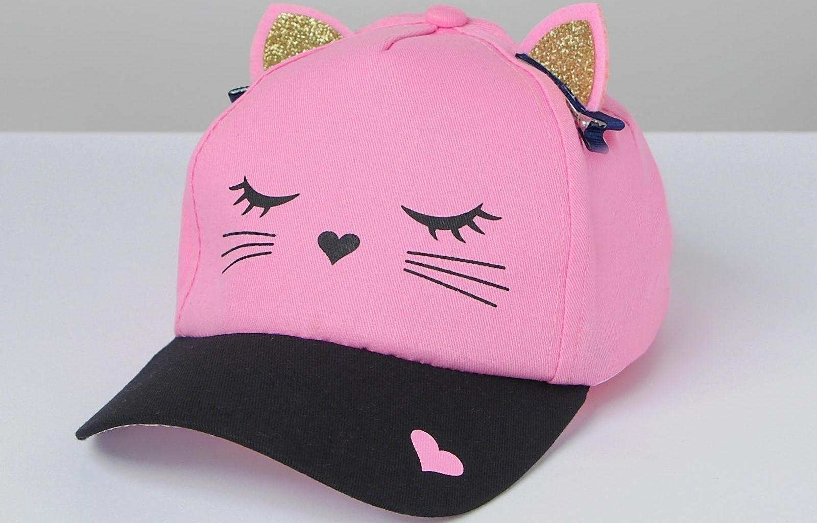 Кепка детская «Кошечка», с заколочками, р-р. 52-54, 5-7 лет