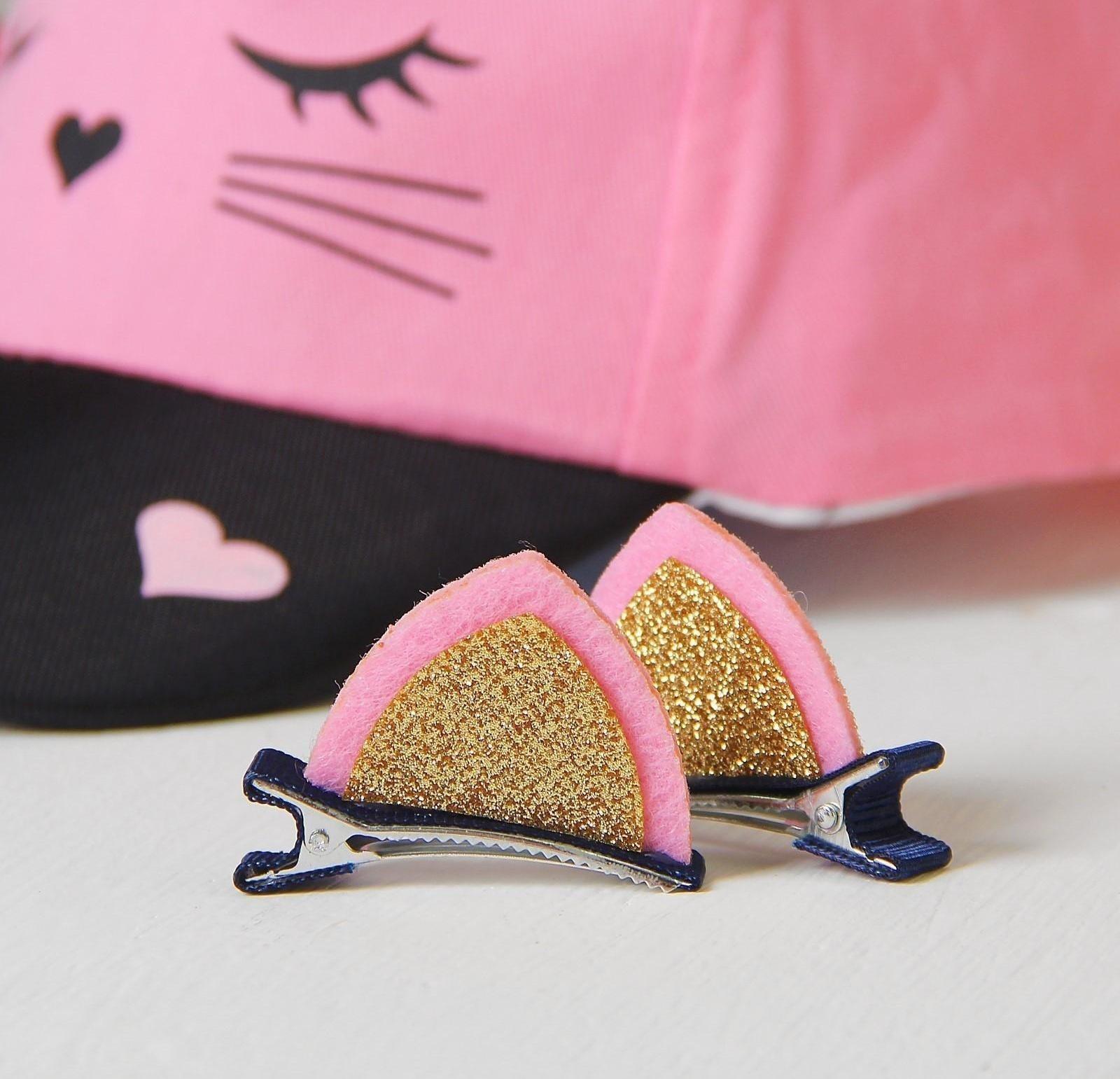 Кепка детская «Кошечка», с заколочками, р-р. 52-54, 5-7 лет