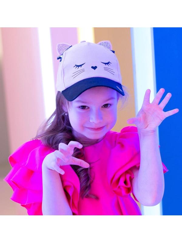 Кепка детская «Кошечка», с заколочками, р-р. 52-54, 5-7 лет