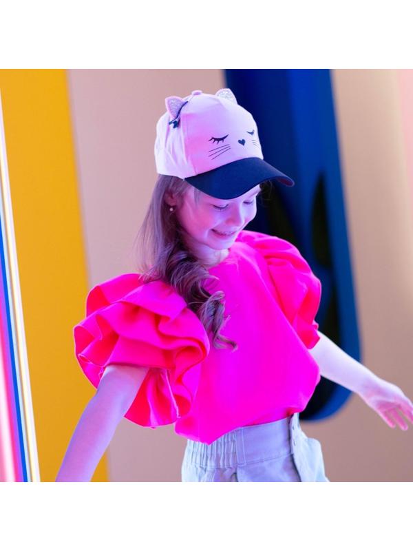 Кепка детская «Кошечка», с заколочками, р-р. 52-54, 5-7 лет