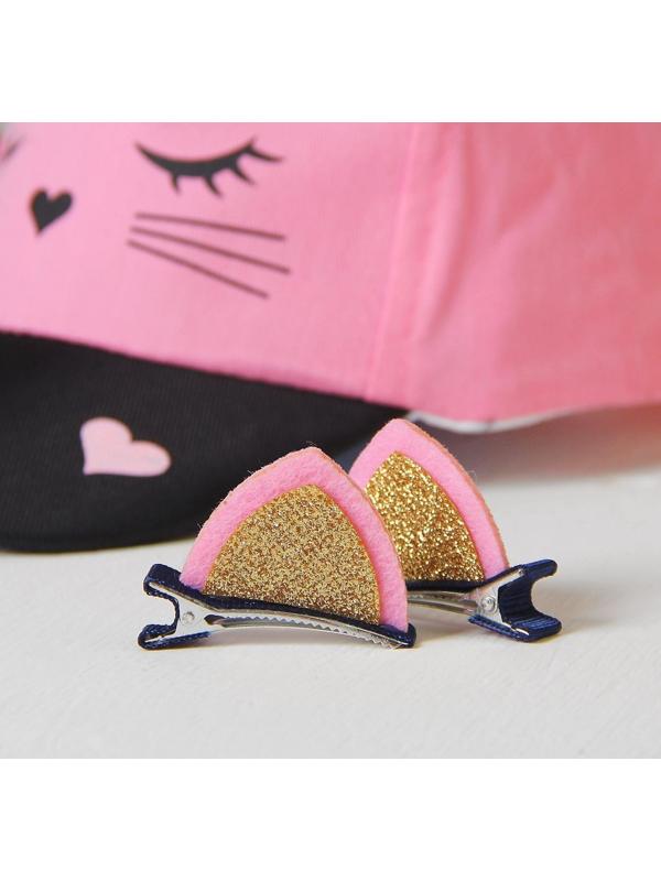 Кепка детская «Кошечка», с заколочками, р-р. 52-54, 5-7 лет