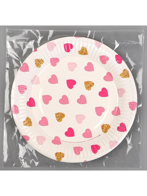 Тарелка бумажная «Сердца»