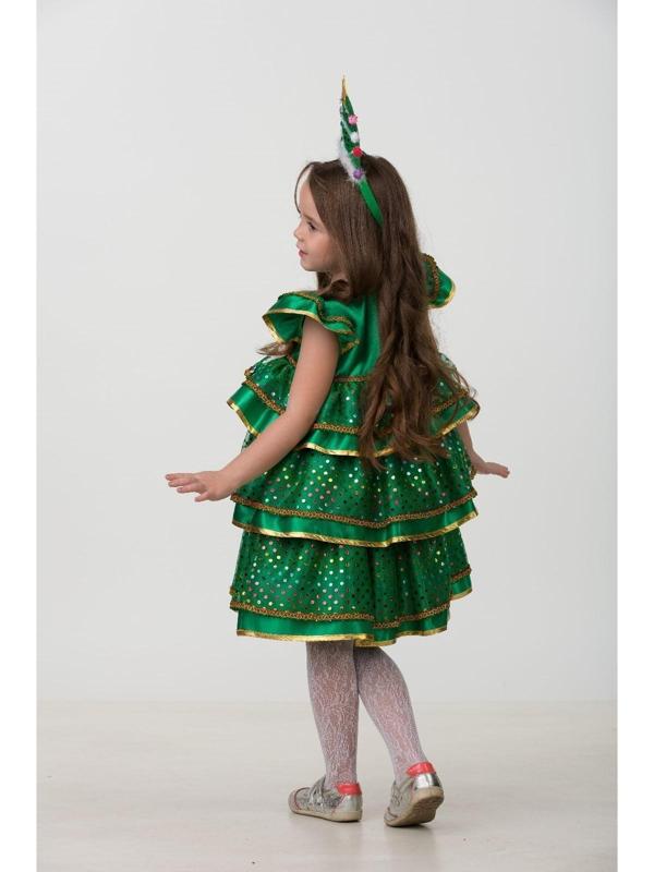 Карнавальный костюм «Ёлочка-малышка», сатин, платье, ободок, размер 26, рост 104 см
