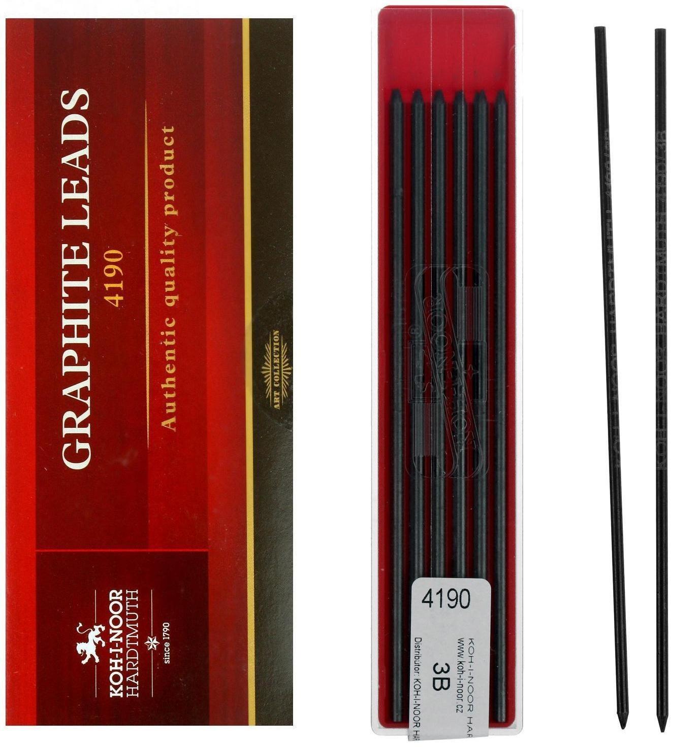 Грифели для цанговых карандашей 2.0 мм Koh-I-Noor 4190 3В, 12 штук