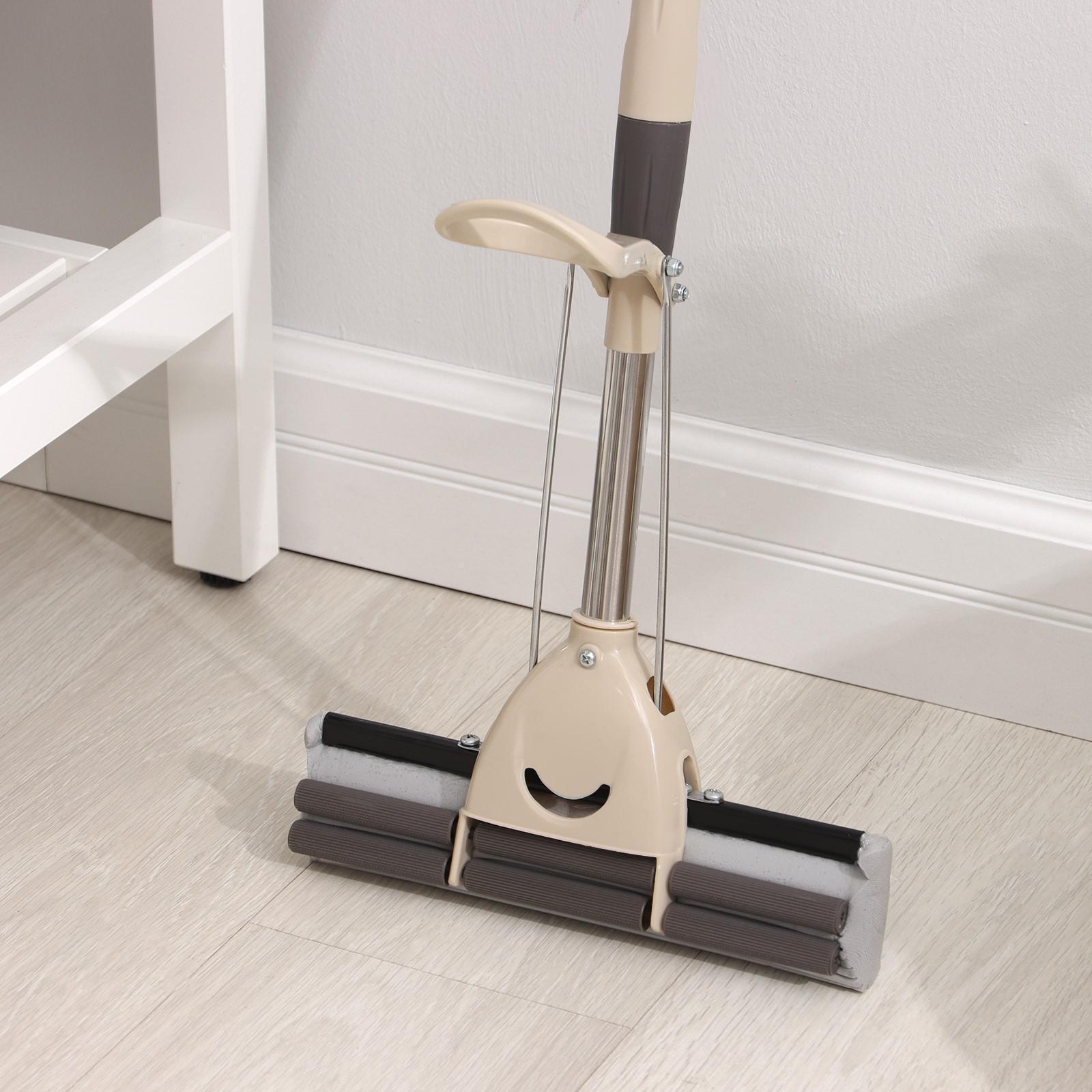 Швабра для мытья пола с двойным роликовым отжимом Доляна, насадка ПВА 28×6 см, телескопическая стальная ручка 105-130 см