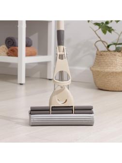 Швабра для мытья пола с двойным роликовым отжимом Доляна, насадка ПВА 28×6 см, телескопическая стальная ручка 105-130 см