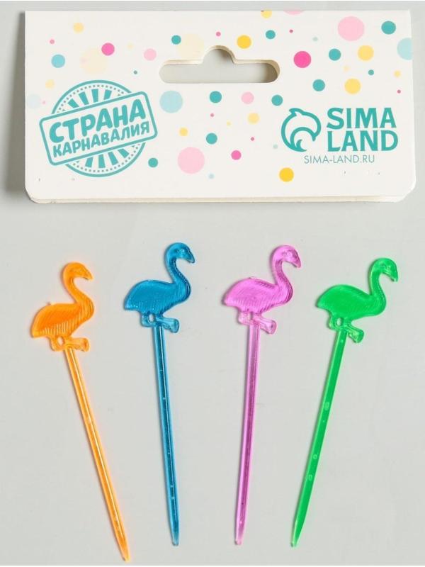 Шпажки для канапе «Фламинго», набор 12 шт., цвета МИКС