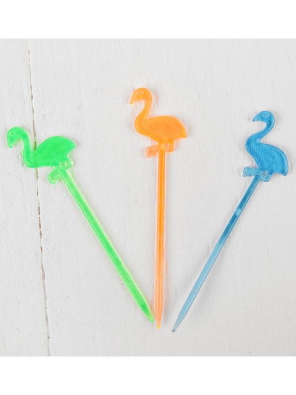 Шпажки для канапе «Фламинго», набор 12 шт., цвета МИКС
