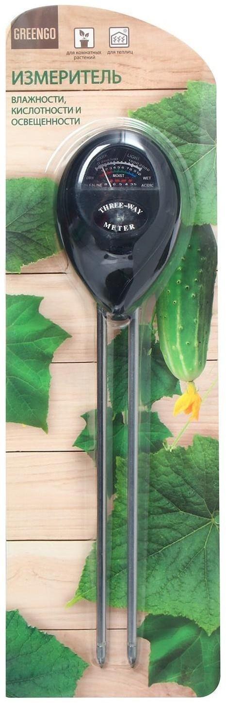 Прибор 3 в 1 для измерения влажности, кислотности и освещённости почвы, цвет МИКС