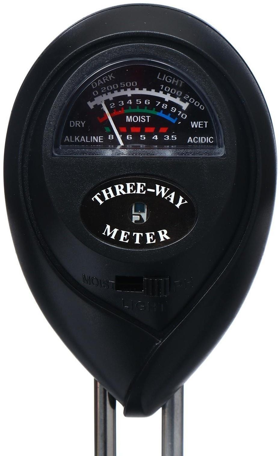 Прибор 3 в 1 для измерения влажности, кислотности и освещённости почвы, цвет МИКС