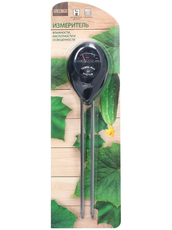 Прибор 3 в 1 для измерения влажности, кислотности и освещённости почвы, цвет МИКС