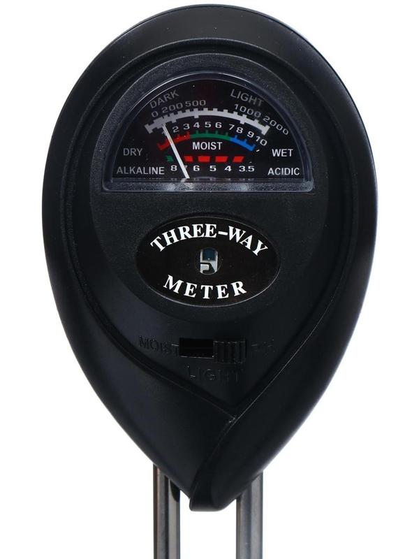 Прибор 3 в 1 для измерения влажности, кислотности и освещённости почвы, цвет МИКС