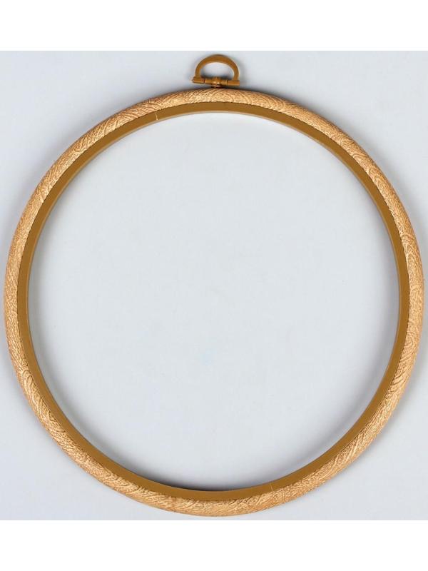 Пяльцы для вышивания, гибкое кольцо, d = 20,5 см, цвет под дерево
