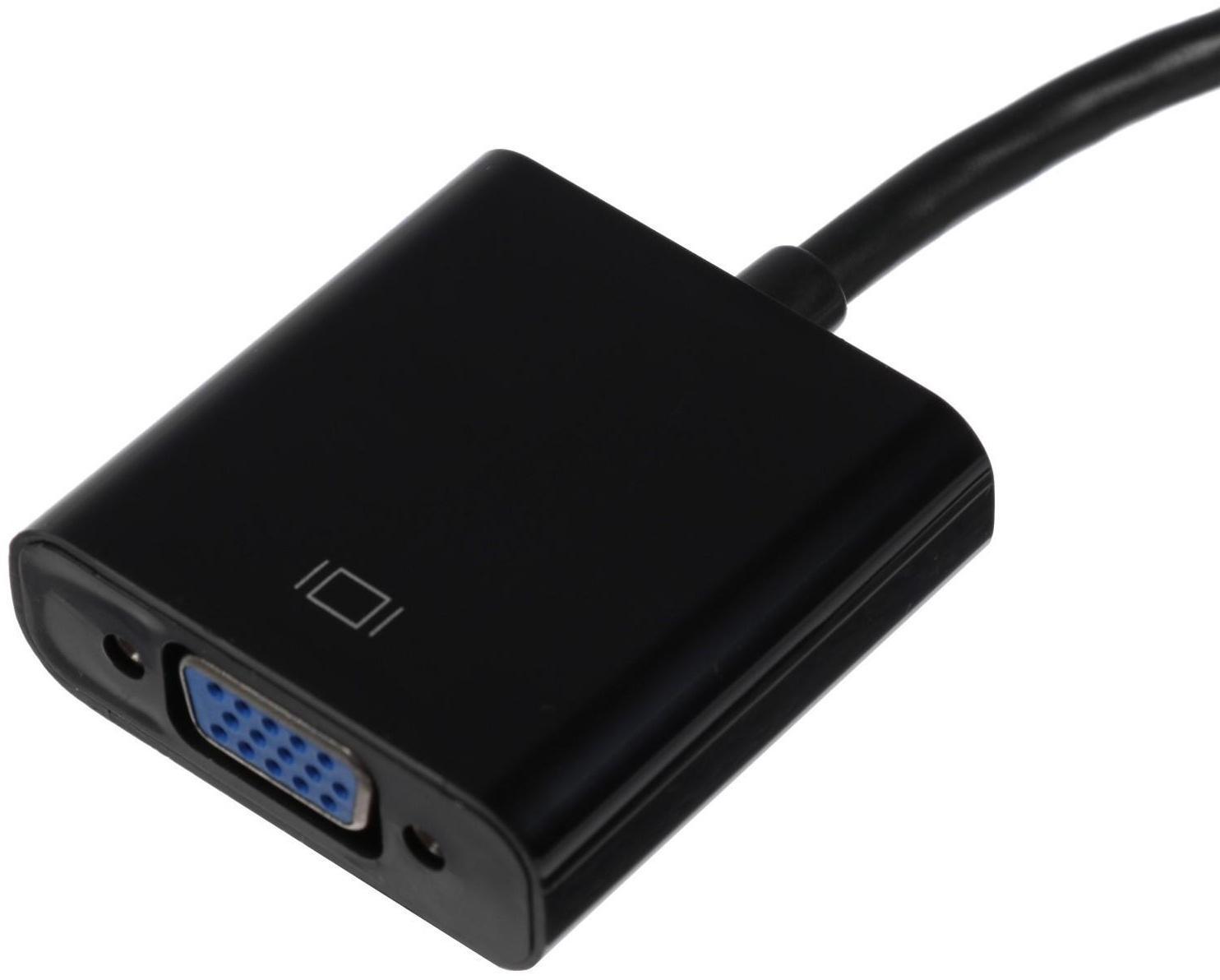 Переходник LuazON PL-001, HDMI-VGA, провод 0.2 м, чёрный