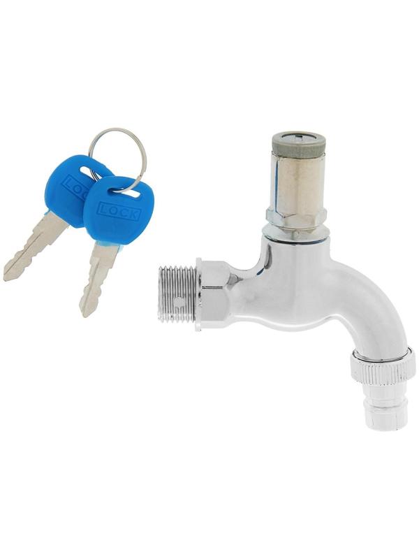 Кран водоразборный с замком, PP, цвет хром