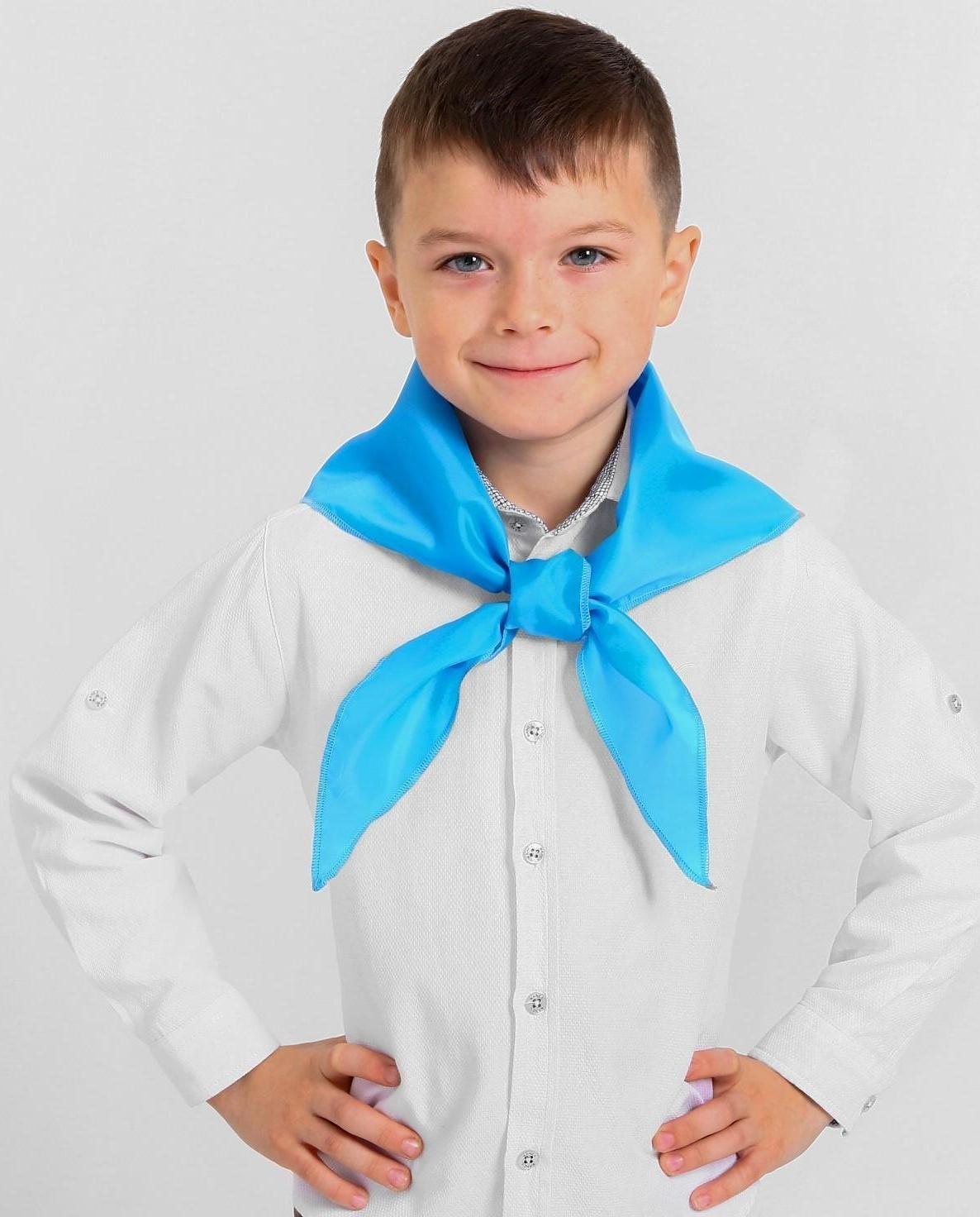 Галстук пионерский, цвет голубой