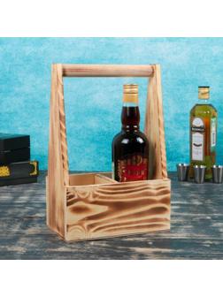 Переноска для 2 бутылок с деревянной ручкой, 21х11,5х30,5 см, экзотик