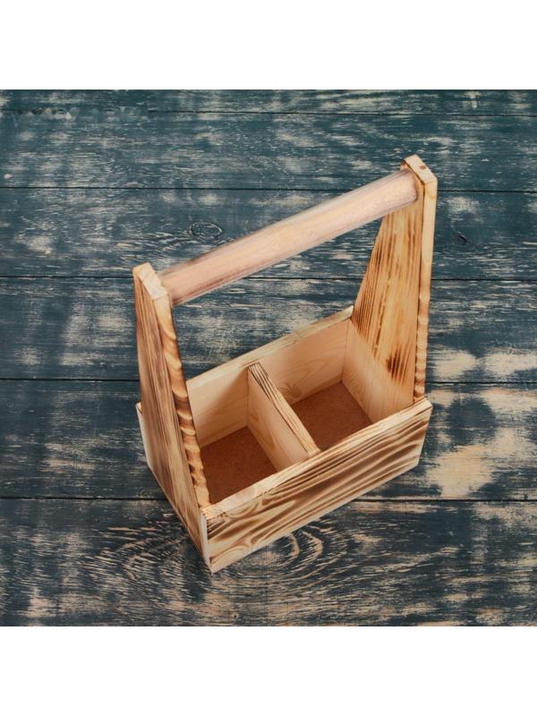 Переноска для 2 бутылок с деревянной ручкой, 21х11,5х30,5 см, экзотик