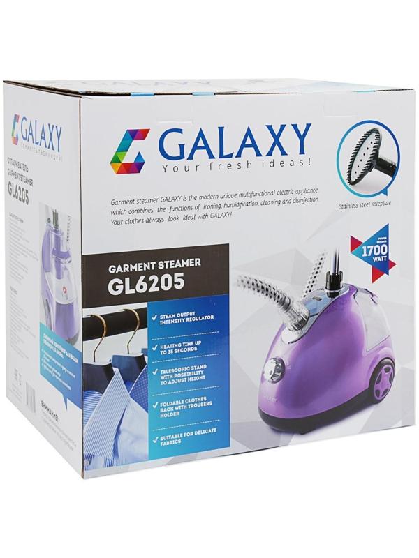 Отпариватель Galaxy GL 6205, напольный, 1700 Вт, 1500 мл, 40 г/мин, фиолетовый
