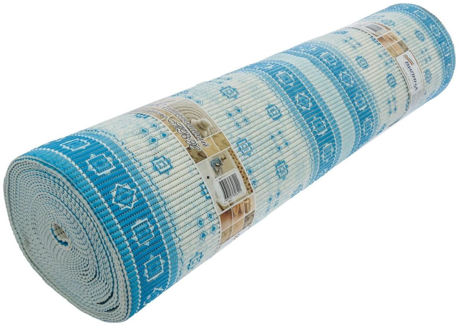 Коврик для ванной комнаты «Квадраты», 1,3×15 м, ПВХ, цвет голубой