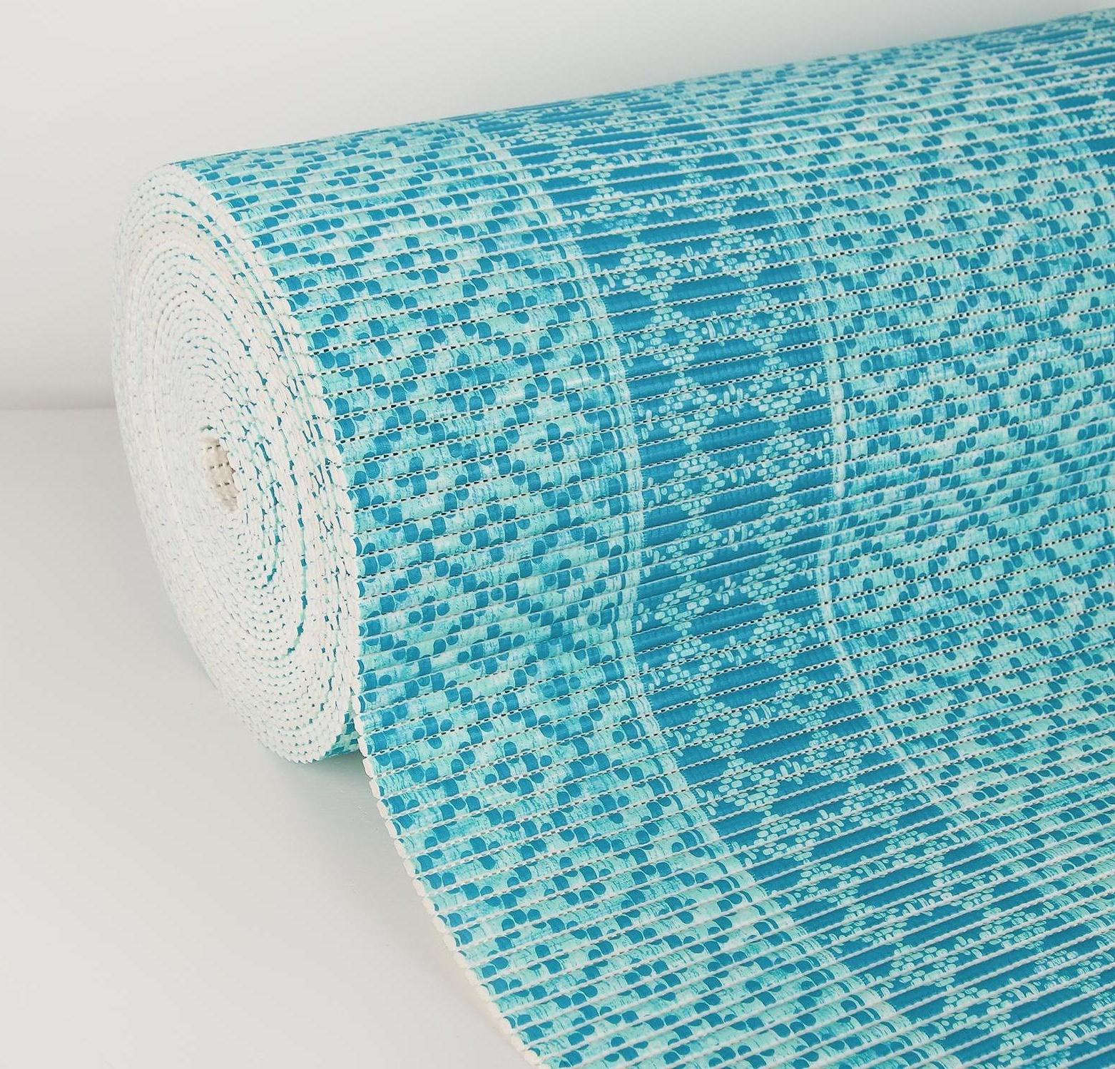 Коврик для ванной комнаты «Квадраты», 1,3×15 м, ПВХ, цвет голубой